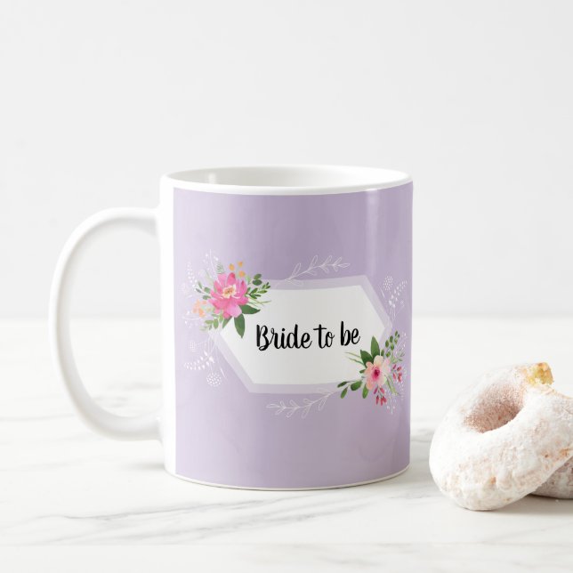 Taza De Café Novia futura regadera floral acuarela clásica (Con donut)