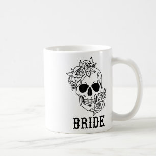 Taza De Café Novia Groom Floral Skull Halloween Boda Bachelo