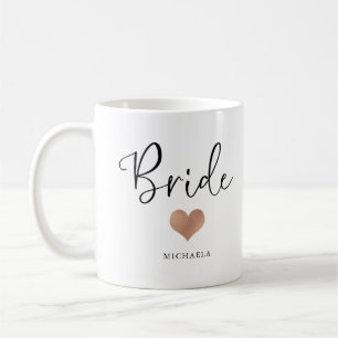 Taza De Café Novia Letra manuscrita de moda y corazón