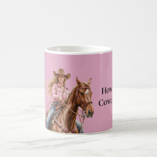 Taza De Café Novia marrón rosa Rubia de caballo suroeste