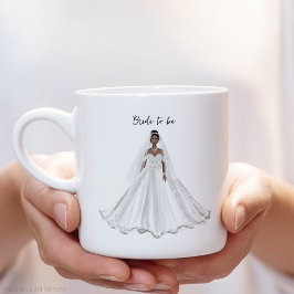 Taza De Café Novia negra, vestido blanco,