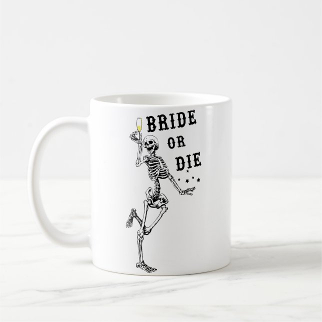Taza De Café Novia O Muerte Bailando Skeleton Bachelorette Góti (Izquierda)