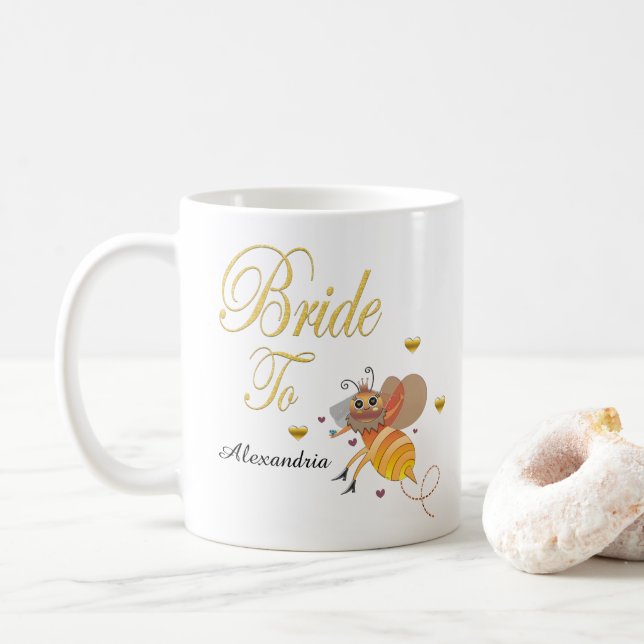 Taza De Café Novia Para Ser Personalizado Nupcial (Con donut)
