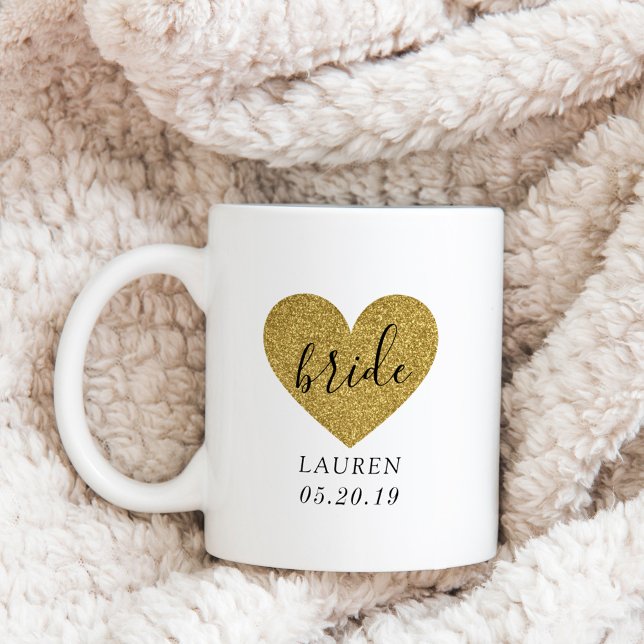 Taza De Café Novia personalizada del corazón de oro moderno (Subido por el creador)