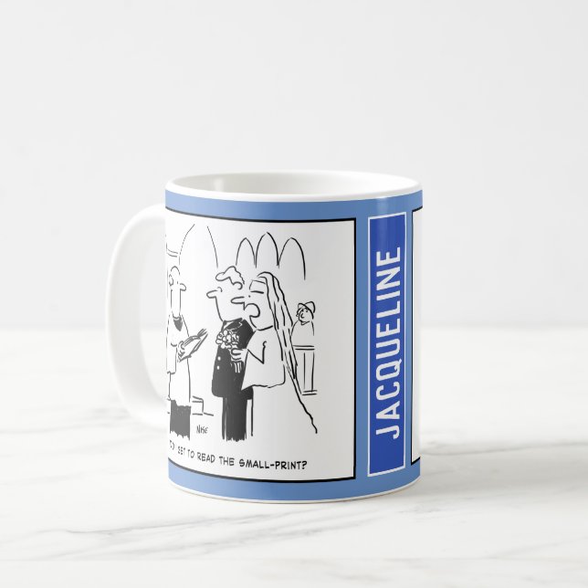 Taza De Café Novia pide leer la pequeña impresión. (Anverso izquierdo)