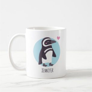 Taza De Café Novia Pingüino Adorable Personalizada