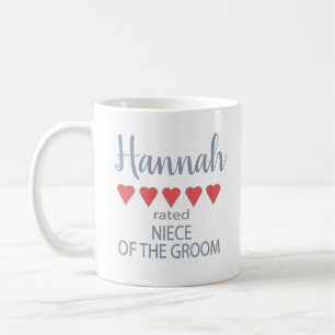Taza De Café Novia y Cortejo 5 Corazones Sobrina del Novio