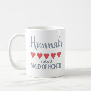 Taza De Café Novia y Cortejo Nupcial 5 Corazones Dama de Honor