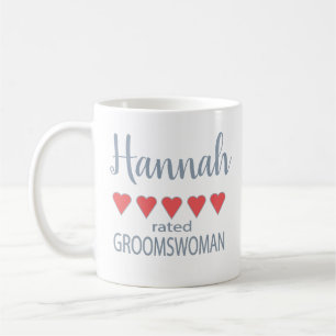 Taza De Café Novia y Cortejo Nupcial 5 Corazones Dama del Novio