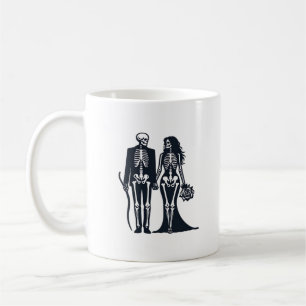 Taza De Café Novia y Groom del Skeleton gótico - Hasta que la m