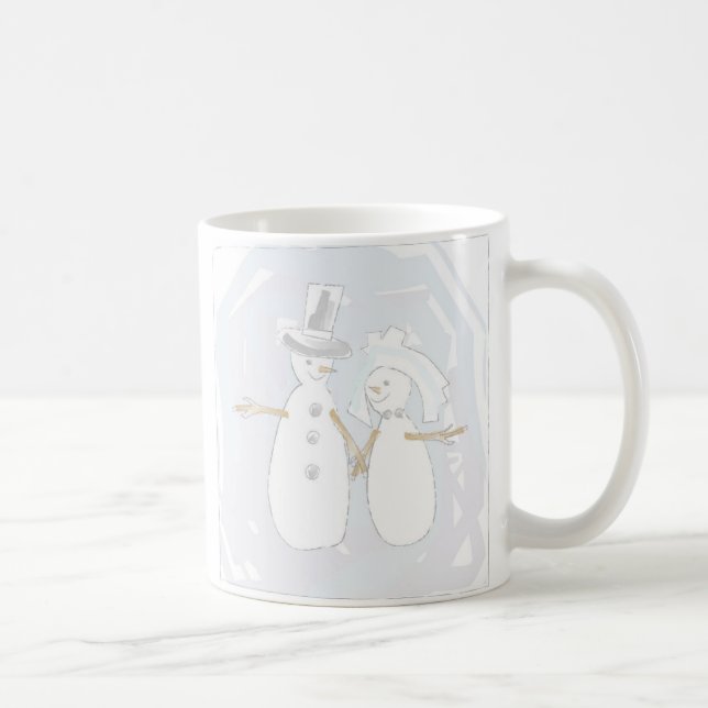 Taza De Café Novia y novio de Snowman Wedding (Derecha)