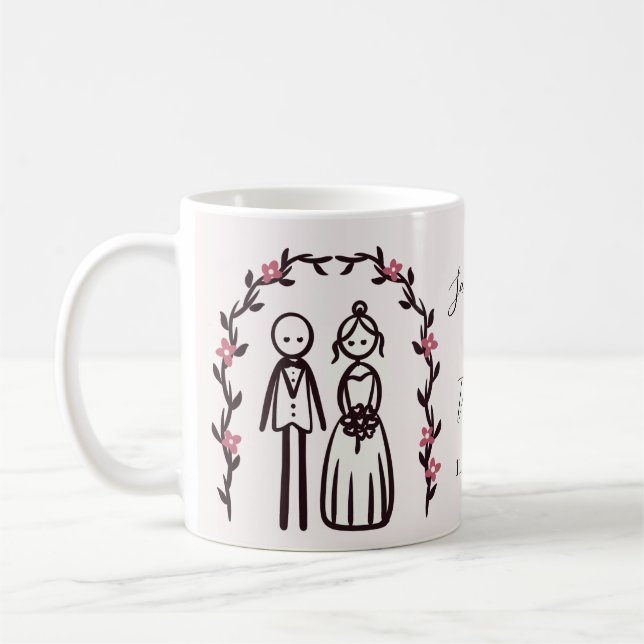Taza De Café Novia y Novio Figura de Palo Personalizados Boda (Izquierda)