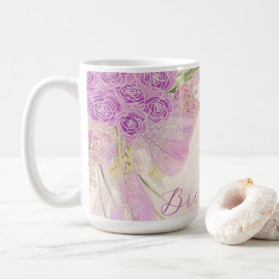 Taza De Café Novias Orquídea Vintage Ombú con Lazo y Ramo