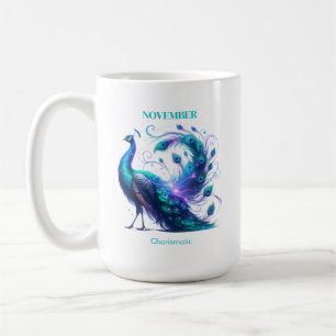 Taza De Café Noviembre Mes de Nacimiento Espíritu Peacock Anima