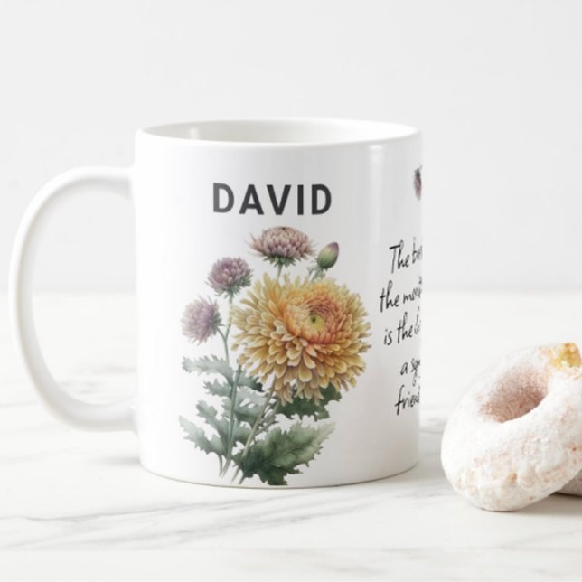 Taza De Café Noviembre Nacimiento Flor Crisantemo Añadir nombre (Subido por el creador)
