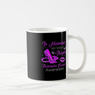 Taza De Café Noviembre usar tacones púrpura alto cáncer pancreá