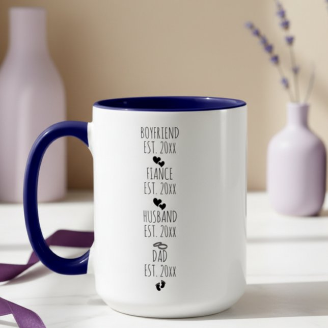 Taza De Café Novio a papá año Personalizado hito (Subido por el creador)