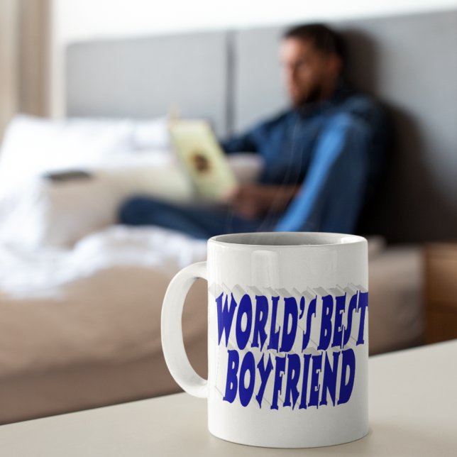 Taza De Café Novio con media tipografía azul (Subido por el creador)