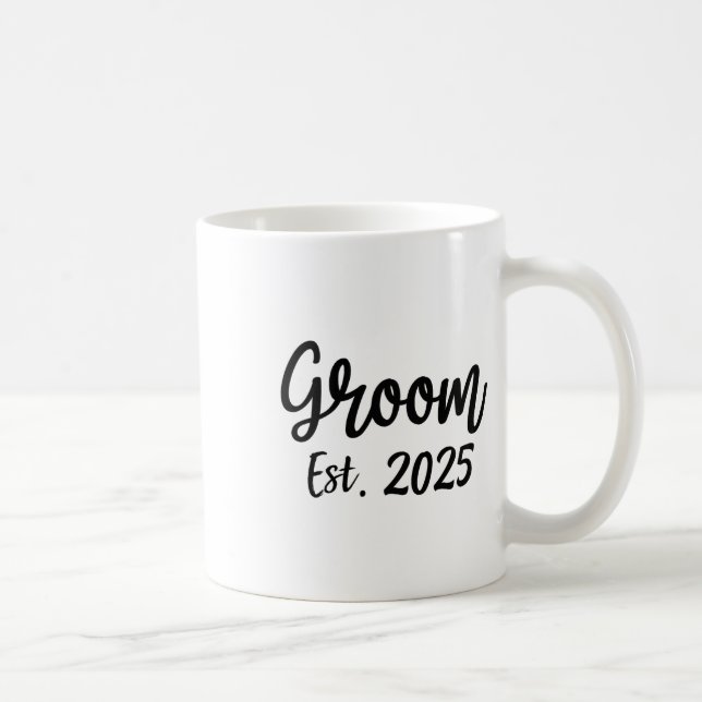 Taza De Café Novio Est. 2025 Hombre Boda Compromiso Fiesta Gro (Derecha)