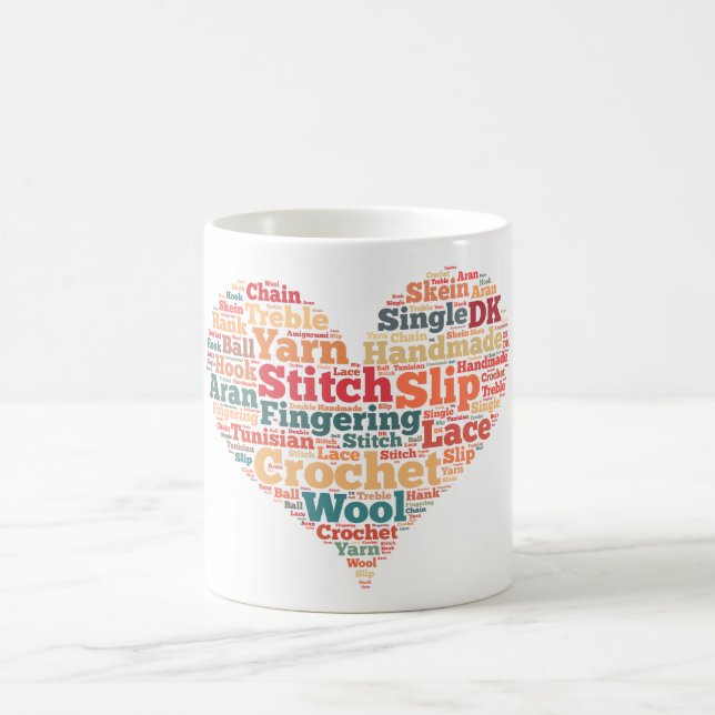Taza De Café Nube de la palabra del ganchillo (Centro)