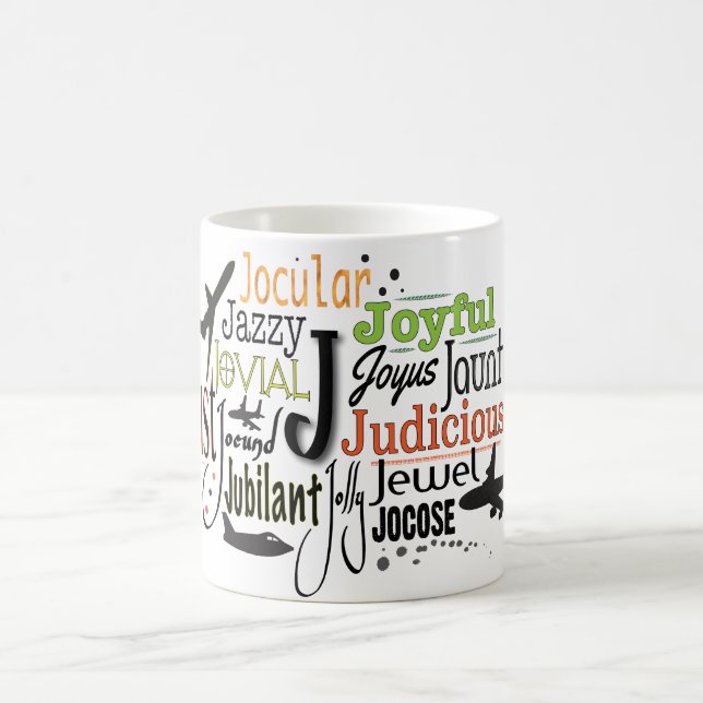 Taza De Café Nube de palabras adjetiva que comienza con letra J (Centro)
