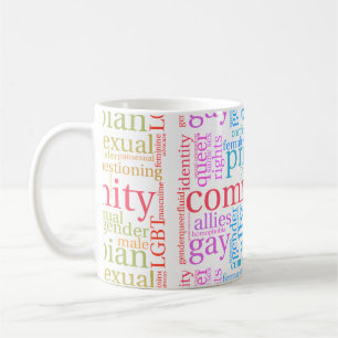 Taza De Café nube de palabras de la comunidad arcoíris LGBTQ+ d