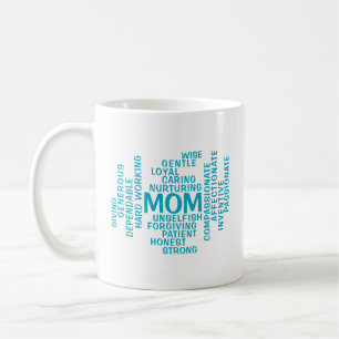 Taza De Café Nube de palabras de la tipografía Aqua Mom