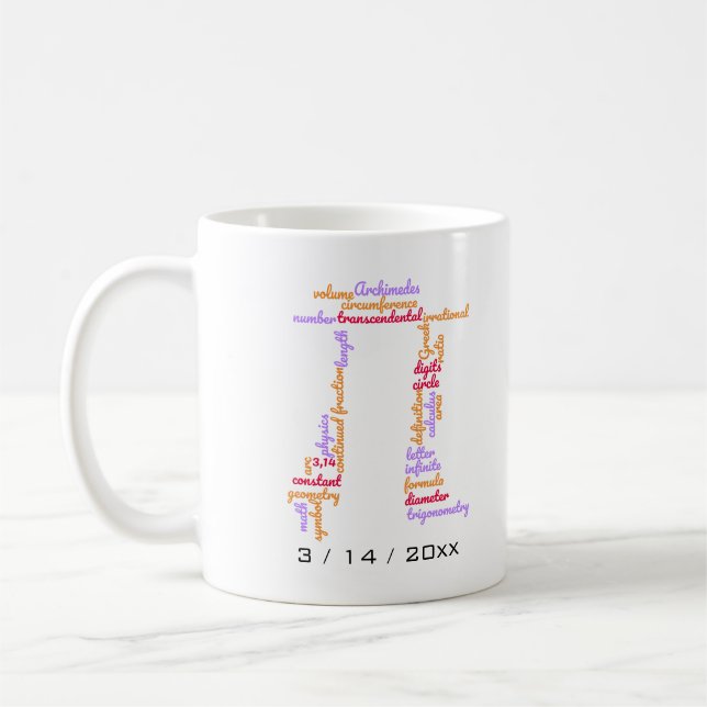 Taza De Café Nube De Palabras De Pi Day (Izquierda)