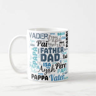 Taza De Café Nube de palabras de tipografía de Papá Padre
