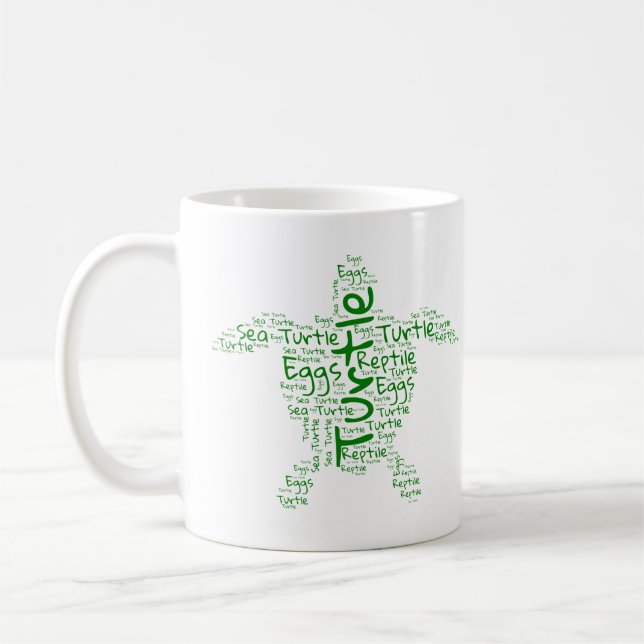 Taza De Café Nube de palabras de tortuga - regalo único (Izquierda)