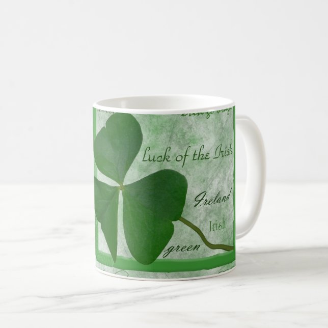 Taza De Café Nube de palabras shamrock irlandés (Anverso derecho)