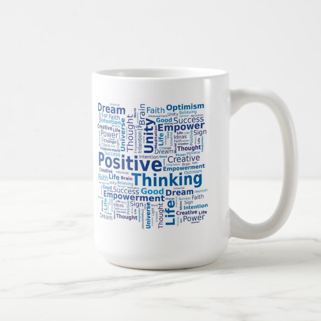 Taza De Café Nube de pensamiento positiva de la palabra - (Derecha)
