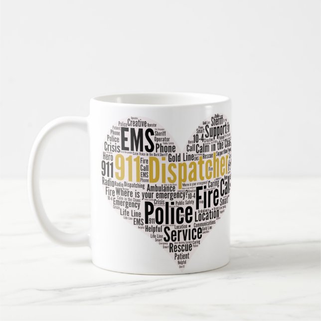 Taza De Café Nube de Word de Dispatcher 911 (Izquierda)