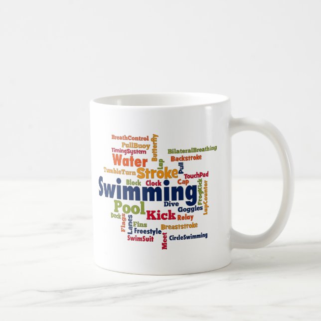 Taza De Café Nube de Word de Natación (Derecha)