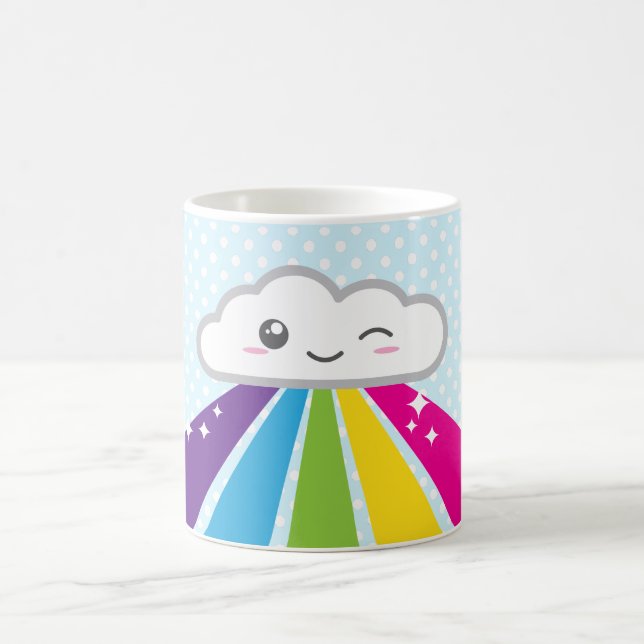 Taza De Café Nube kawaii y bruma arcoiris (Centro)