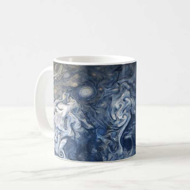 Taza De Café Nubes azules giratorias del planeta Júpiter Juno C (Anverso izquierdo)