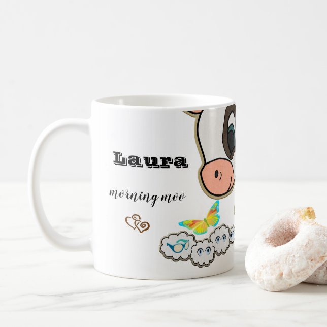 Taza De Café Nubes de arcoiris de vaca (Con donut)