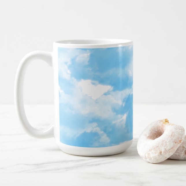 Taza De Café Nubes de cielo azul (Con donut)