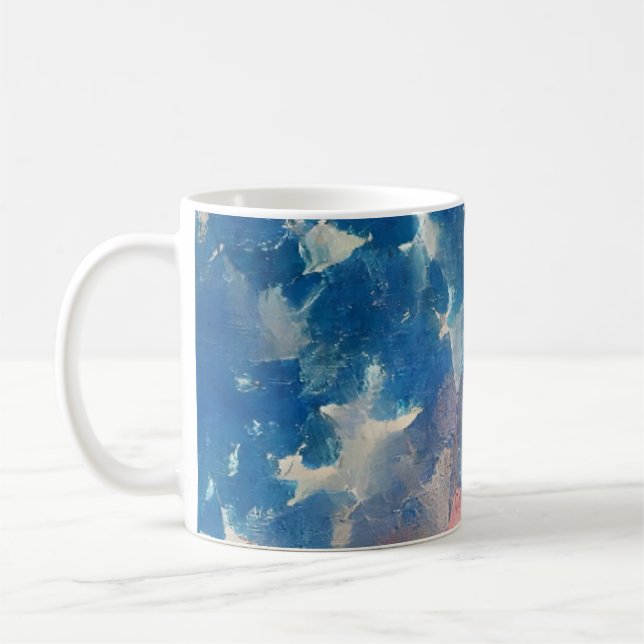 Taza De Café Nubes de la bandera de los Estados Unidos arte abs (Izquierda)