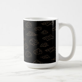 Taza De Café Nubes de oro retro vintage estilizadas sobre negro