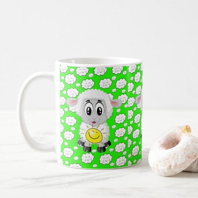 Taza De Café Nubes de oveja Sun Green Mug (Con donut)