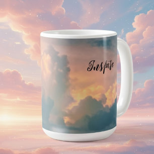 Taza De Café Nubes en la Mug de la especialidad del atardecer