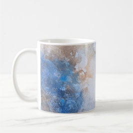 Taza De Café Nubes Texturizadas Abstractas de Azul y Arena