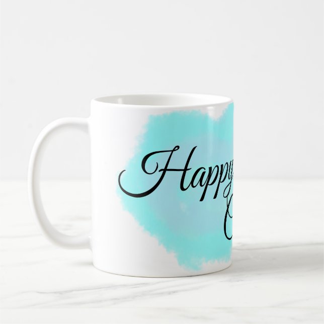Taza De Café Nubes verdes azules, niños modernos de feliz cumpl (Izquierda)