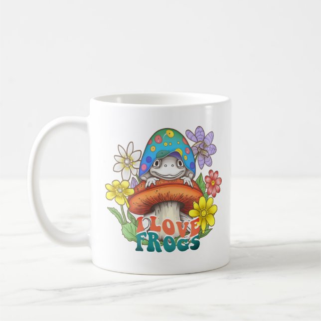 Taza De Café Núcleo de algodón me encantan los hongos de las ra (Izquierda)