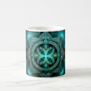 Taza De Café Nudo celta azul en un marco azul de seis lados