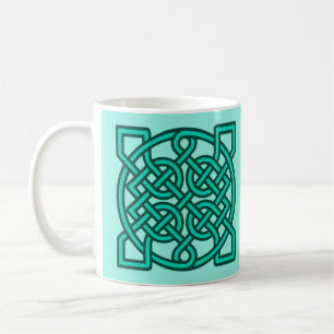Taza De Café Nudo de marinero celta, turquesa, aqua y Verde azu