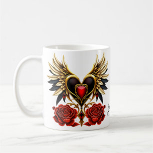Taza De Café Nudos celtas y un corazón de elegancia gótica.