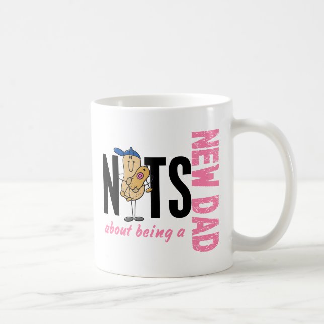 Taza De Café Nueces sobre ser un nuevo papá 1 (rosa) (Derecha)