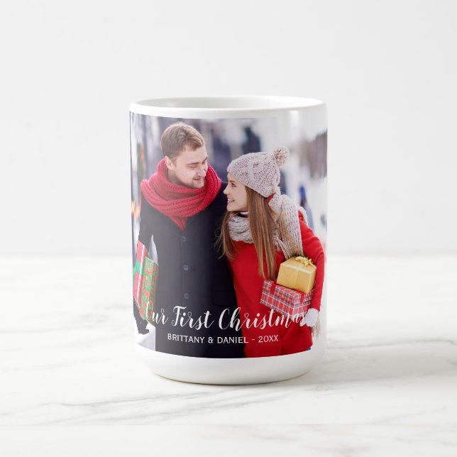 Taza De Café Nuestra primera foto de los pares del navidad (Centro)